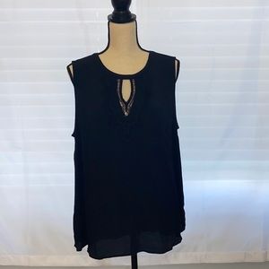 EUC! Pale Sky (from Stitch Fix) XL dressy tank 🤩 Black with crochet detailing